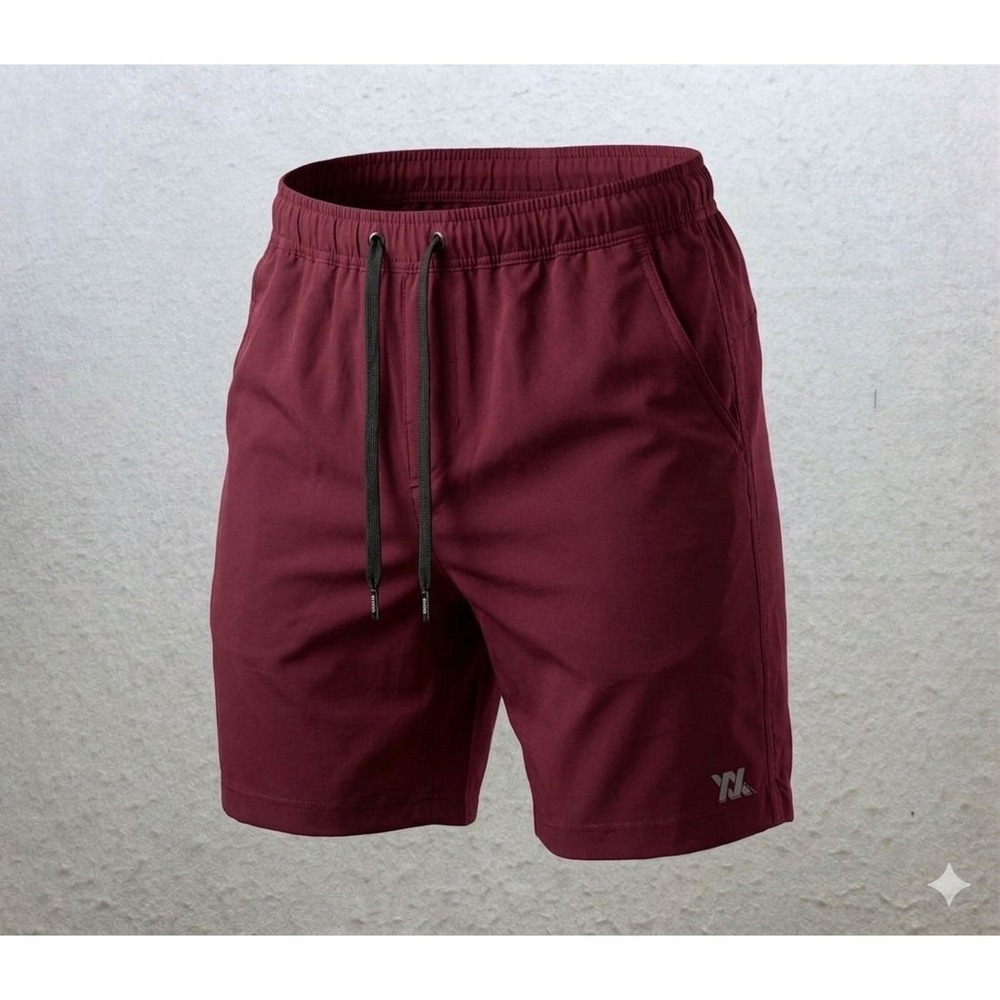 Dixxon Men's Maroon Elastic / Drawstring Waist Hiking Shorts. Size M - Picture 1 of 8